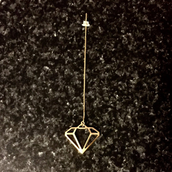 Bohemia Diamond Earring on Chain in Gold or Silver - Diamant i silver eller guld
