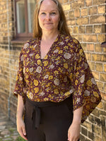 Uma kimono topp #4 - vinröd - one size, passar S - XL - Betty & Uma Upcycled Collection