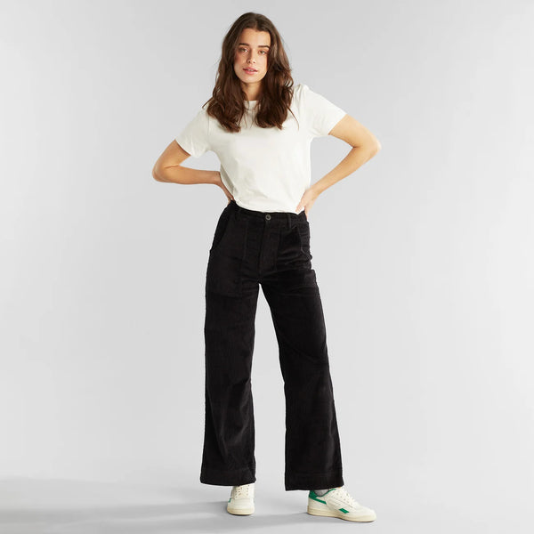 Dedicated Workwear Pants Vara Corduroy black, svarta manchesterbyxor - 20% rabatt i butiken
