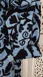 Uma embroidered reversible jacket. Blue with black embroidery. Lång vändbar broderad kappa.