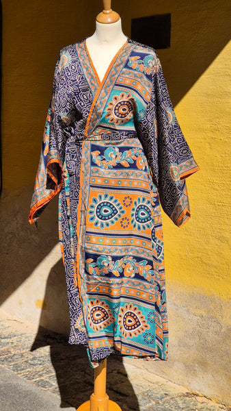 Aadhya long kimono/indian robe #12 - BETTY & UMA UPCYCLED COLLECTION