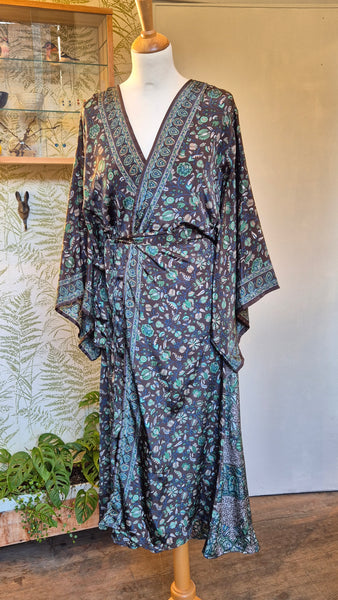 Aadhya long kimono/indian robe #4 - BETTY & UMA UPCYCLED COLLECTION  