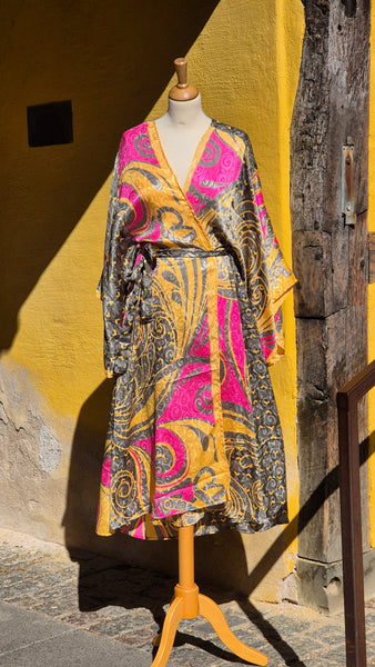 Aadhya long kimono/indian robe #13 - BETTY & UMA UPCYCLED COLLECTION