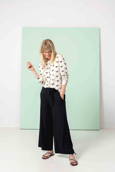 Zilch Wide Pant in Black, skön culotte byxa - 20% REA
