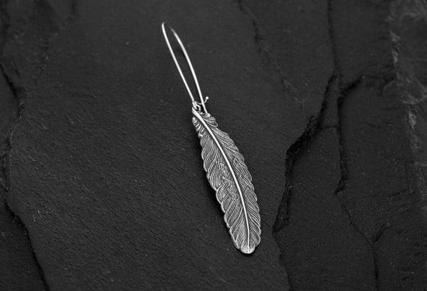 Bohemia Medium Feather Earring in Silver Plated Brass