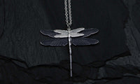Bohemia Dragonfly Doublefly Necklace Silver Plated Brass