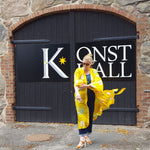 BETTY & UMA UPCYCLED COLLECTION - Betty long kimono/indian robe yellow, gulmönstrad #007