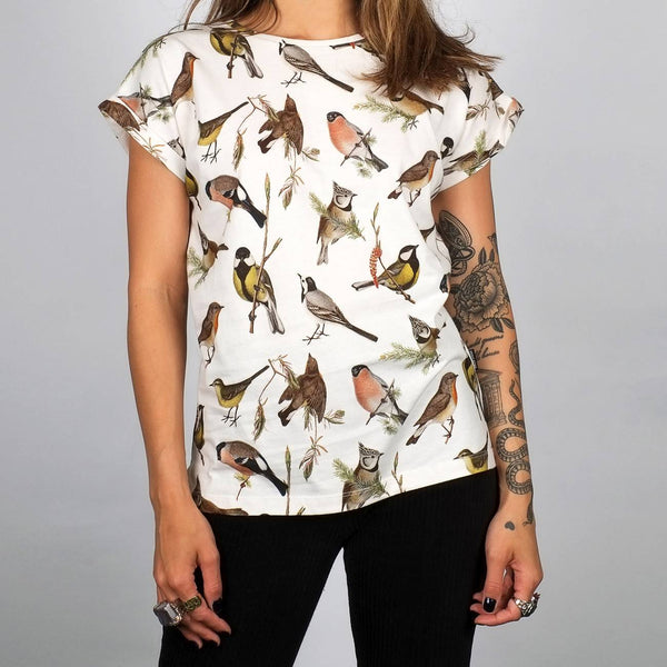 Dedicated T-shirt Visby Autumn Birds Off-White