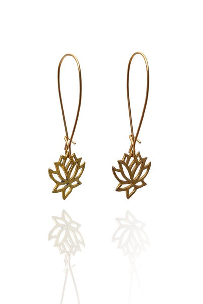 Bohemia Pair of Small Lotus Earrings in Brass or Silver