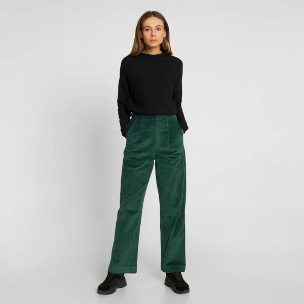 Dedicated Workwear Pants Uddevalla Corduroy dark green, mörkgröna - 20% rabatt i butiken