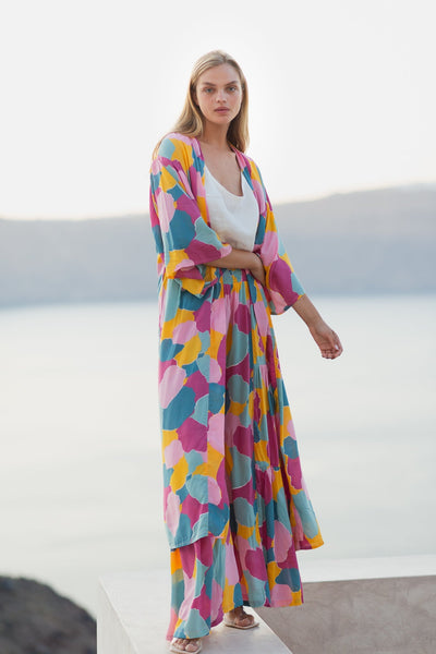 Poppy Field Kena Kimono in Pink Rainbow - 50% REA - endast online
