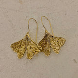 Bohemia Ginko Leaf Earrings in Brass pair