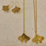 Bohemia Ginko Leaf Earrings in Brass pair - 30% REA