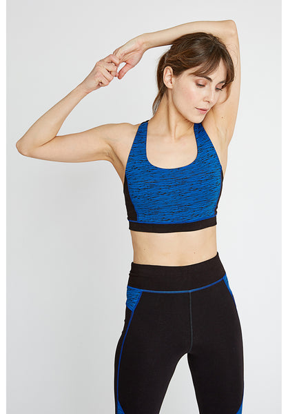 People Tree Yoga Cross Back Top in Blue Abstract Print - 50% REA